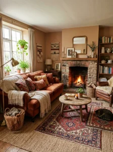 Layered rugs adding depth to room