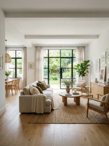 Rearranged furniture improving room layout