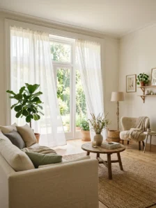 Soft curtains creating breezy interior look