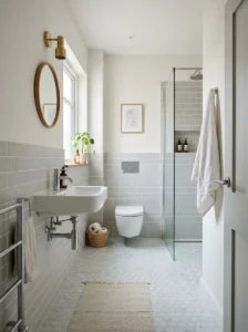 Wall-mounted sink creating more space in small bathroom