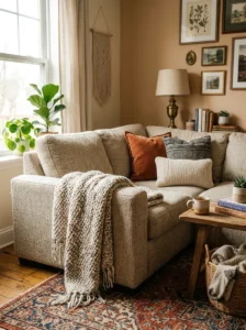 Accent wall adding subtle color to room