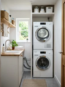 Stackable washer dryer small utility room