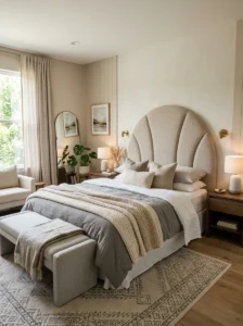 Statement piece in neutral bedroom design