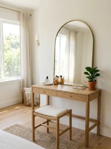 Vanity with bold statement mirror design