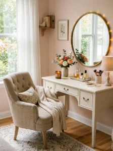 Vanity with chair for comfortable setup