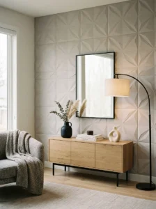 Textured wall adding depth to living room