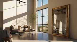 Statement mirror making room feel larger