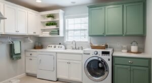 Laundry cabinets painted for a fresh updated look