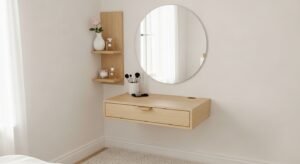 Small space makeup desk with compact and functional design
