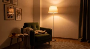 Warm lighting making apartment feel cozy