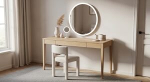 Scandinavian style makeup desk with simple design