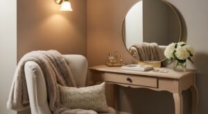 Vanity setup with comfortable chair instead of stool