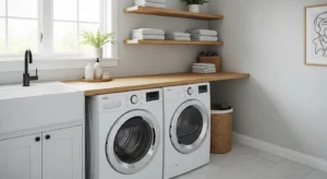 Countertop over machines creating extra workspace