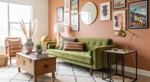 Mix vintage and modern living room design