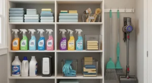 Cleaning supplies storage utility room