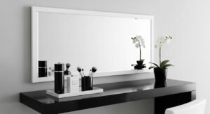 Minimal black and white vanity with modern contrast