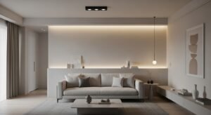 Neutral color palette modern living room interior design