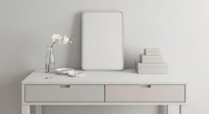 Vanity with storage drawers for organized setup