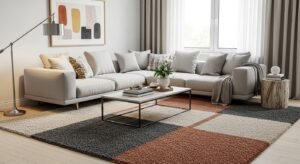 Area rug modern living room interior design