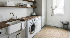 Organized farmhouse laundry room