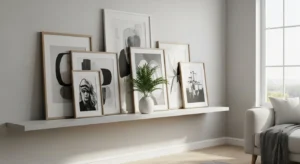 Floating shelf wall styling