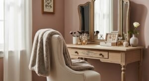 Vanity room with chair instead of stool for comfort