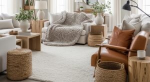 Neutral interior using layered textures for depth
