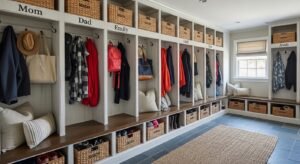 Mudroom lockers providing structured storage solution