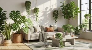 Indoor plants adding freshness to home decor