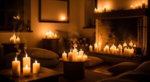 Candles creating a warm and cozy glow in the room
