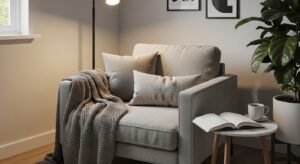 Cozy reading corner in modern living room