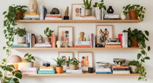 Shelf styling plants decor