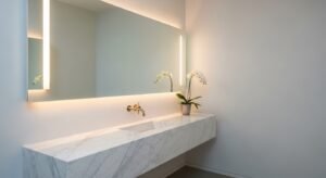 Luxury marble vanity setup with elegant design