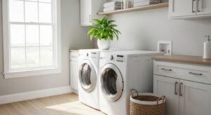 Laundry room with indoor plant for fresh look