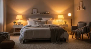 Cozy bedroom lighting decor