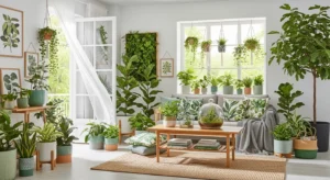 Indoor plants adding freshness to apartment decor