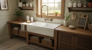 Farmhouse sink laundry room