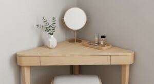 Corner vanity setup perfect for small rooms