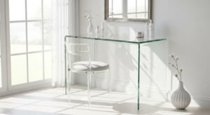 Glass vanity creating an airy and open feel