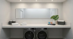 Laundry folding station modern setup