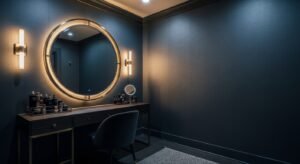 Dark vanity room with bold and dramatic design