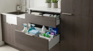 Pull-out drawers for easy laundry storage access
