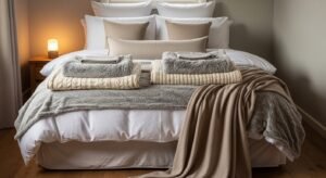 Layered bedding creating a soft and cozy bedroom