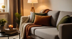 Throw blanket adding texture and warmth