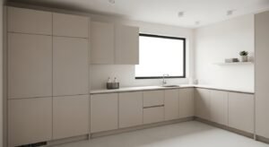 Modern minimalist laundry room with clean and simple design