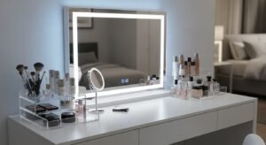 Vanity mirror with LED lighting for modern setup
