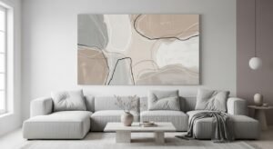 Oversized wall art creating a focal point in the room