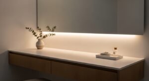 Scandinavian vanity setup with clean and minimal design