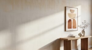 Textured statement wall with soft neutral tones