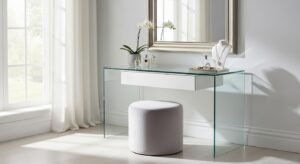 Glass vanity creating a light and open feel